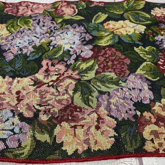 Floral print table runner with fringe ends approx 
52”x12.5” - Picture 3 of 5